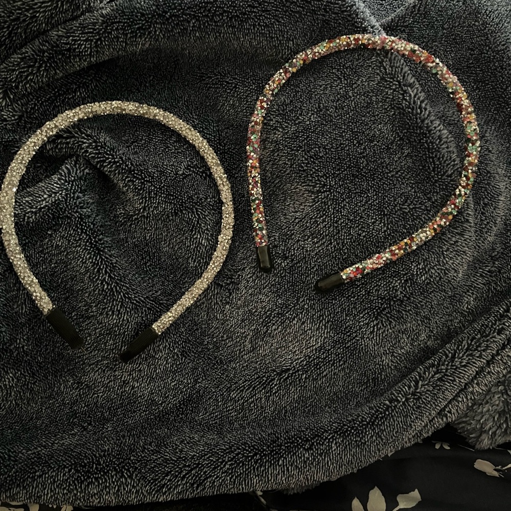 Sparkling Silver and Colorful Kids Headbands- glitter -2 headbands